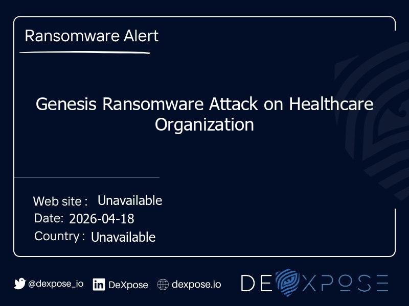 Genesis Ransomware Attack on Healthcare Organization