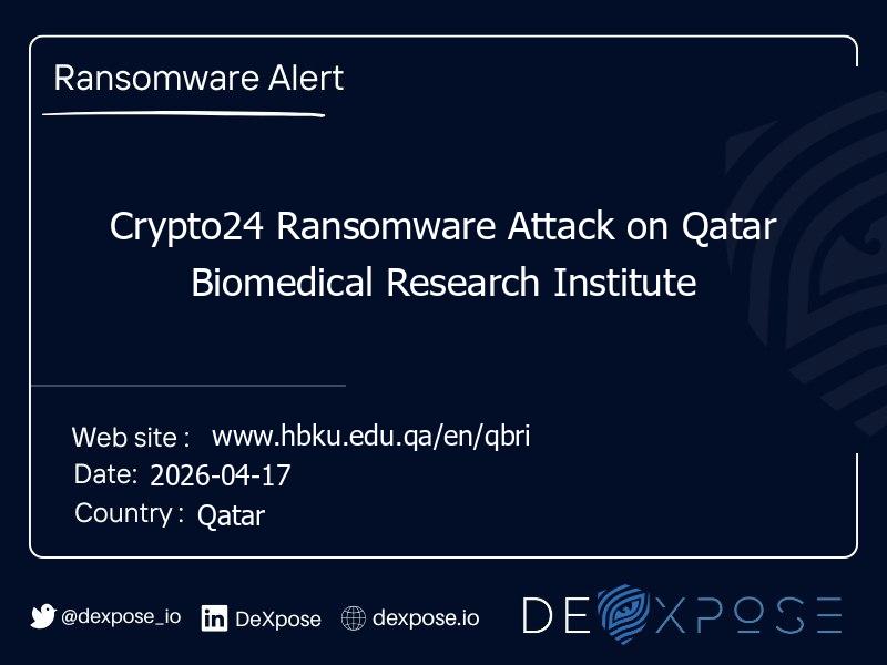Crypto24 Ransomware Attack on Qatar Biomedical Research Institute