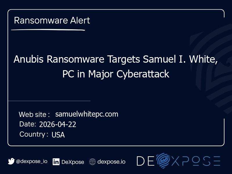 Anubis Ransomware Targets Samuel I. White, PC in Major Cyberattack