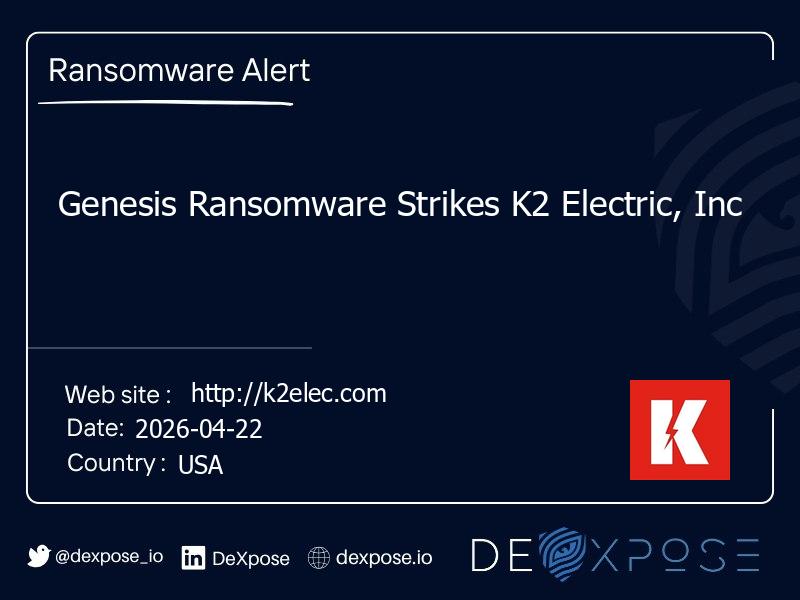 Genesis Ransomware Strikes K2 Electric, Inc