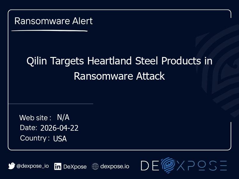 Qilin Targets Heartland Steel Products in Ransomware Attack