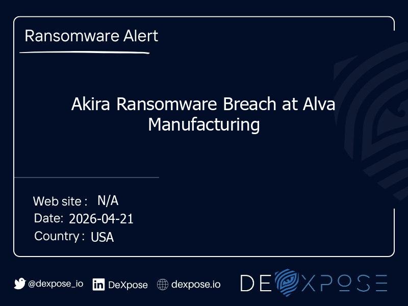 Akira Ransomware Breach at Alva Manufacturing