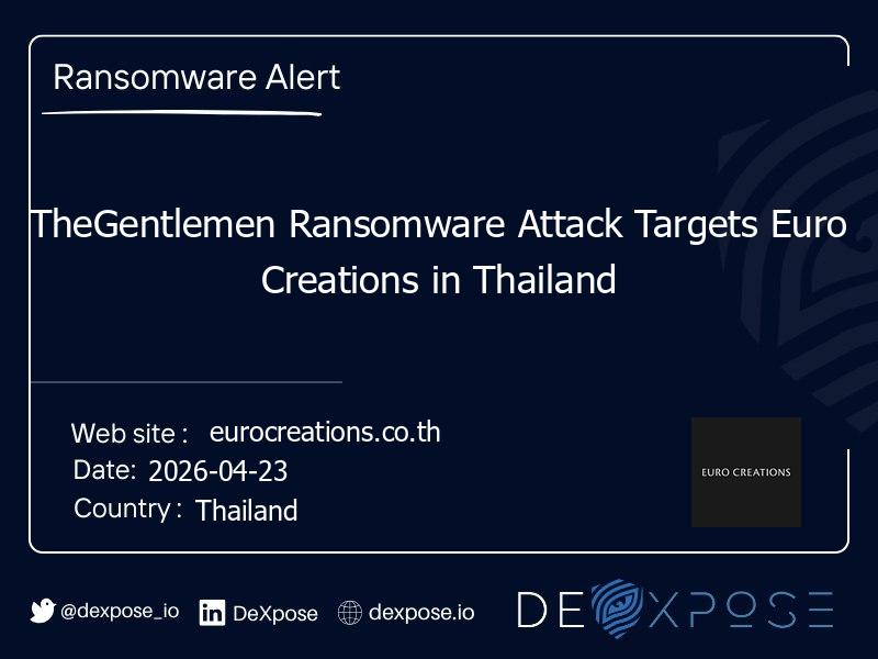 TheGentlemen Ransomware Attack Targets Euro Creations in Thailand