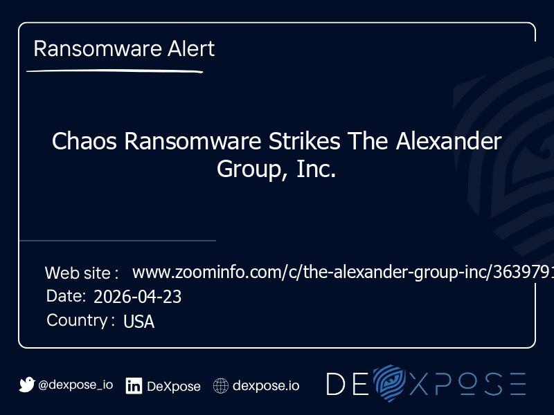 Chaos Ransomware Strikes The Alexander Group, Inc.
