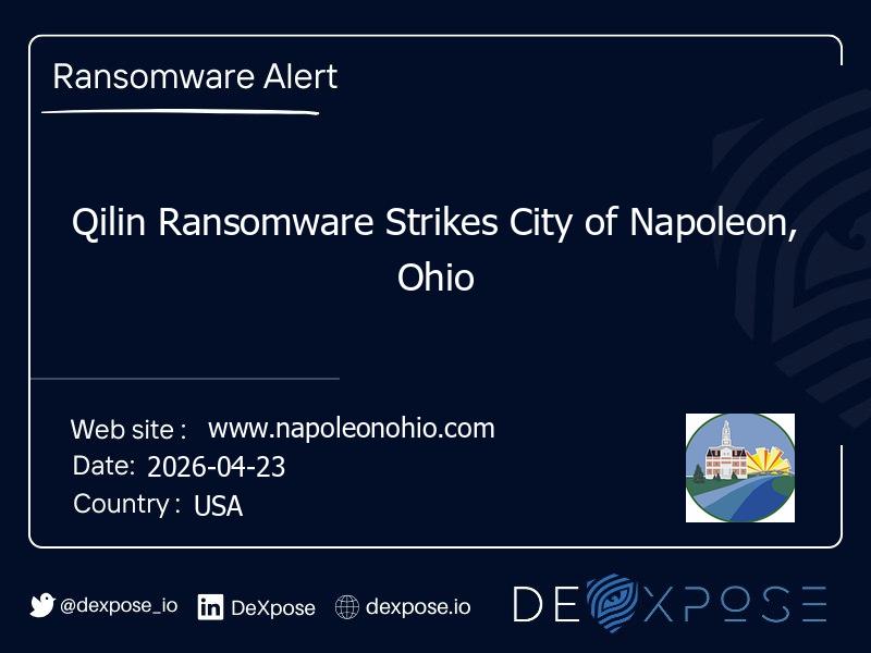 Qilin Ransomware Strikes City of Napoleon, Ohio