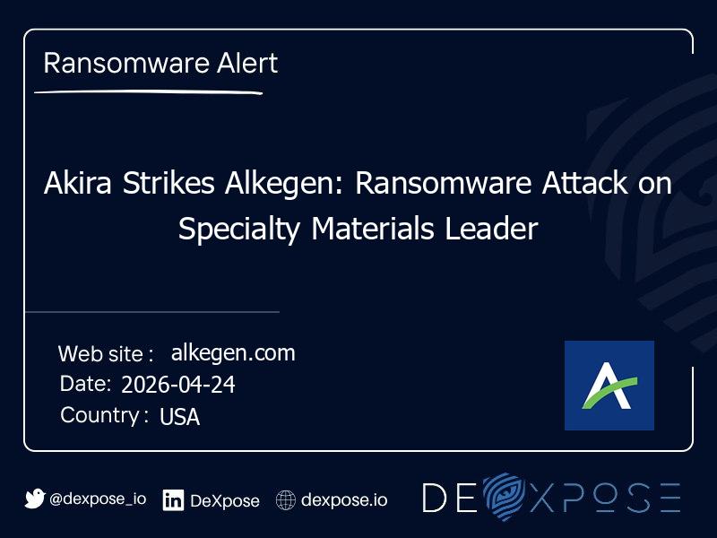 Akira Strikes Alkegen: Ransomware Attack on Specialty Materials Leader