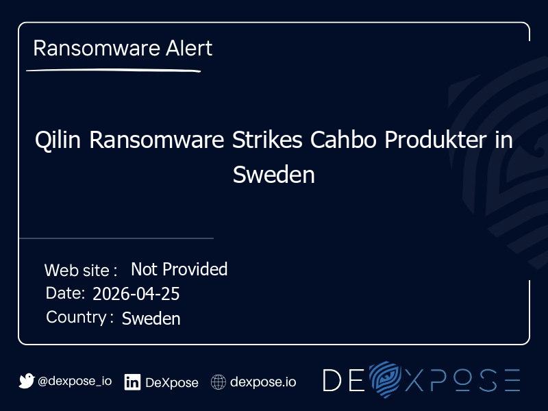 Qilin Ransomware Strikes Cahbo Produkter in Sweden