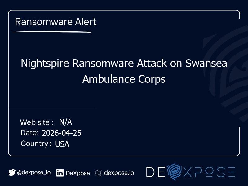 Nightspire Ransomware Attack on Swansea Ambulance Corps