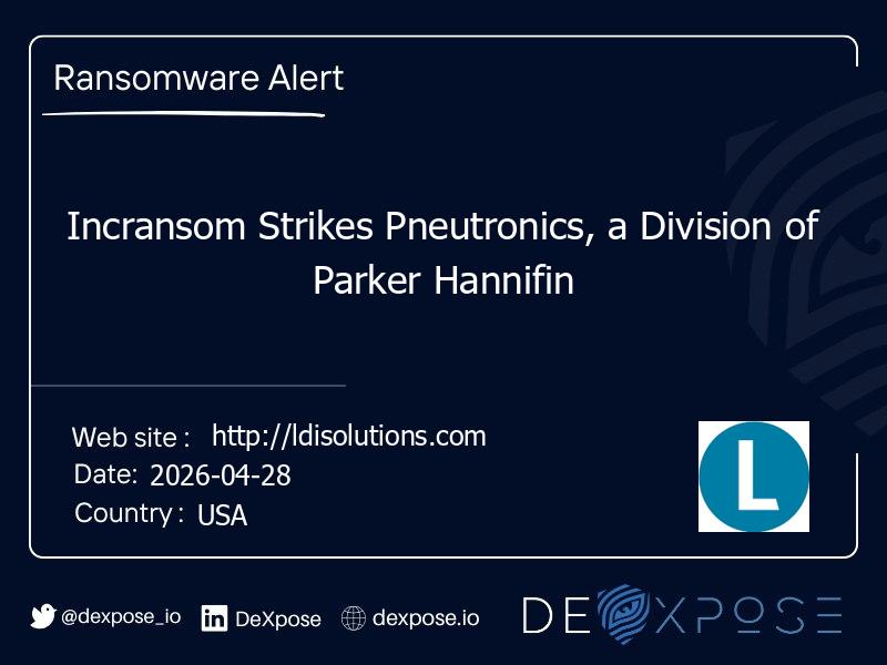 Incransom Strikes Pneutronics, a Division of Parker Hannifin
