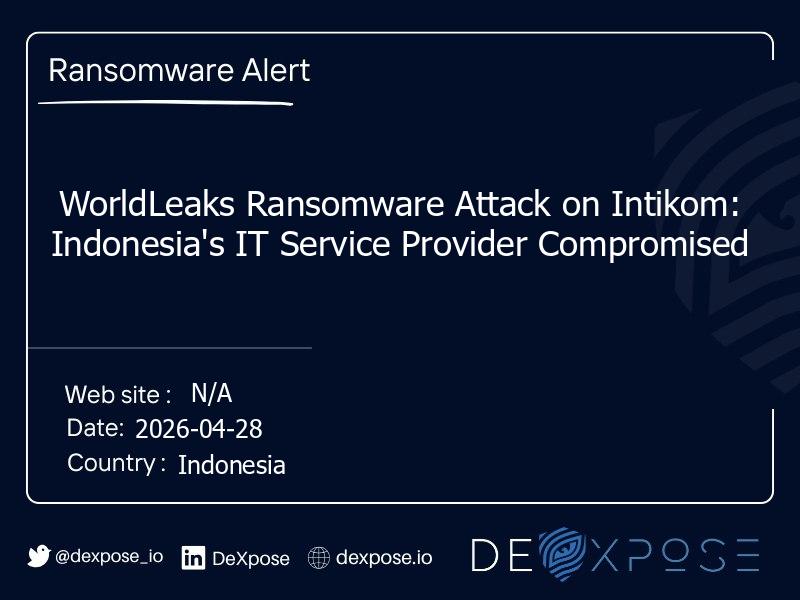 WorldLeaks Ransomware Attack on Intikom: Indonesia's IT Service Provider Compromised