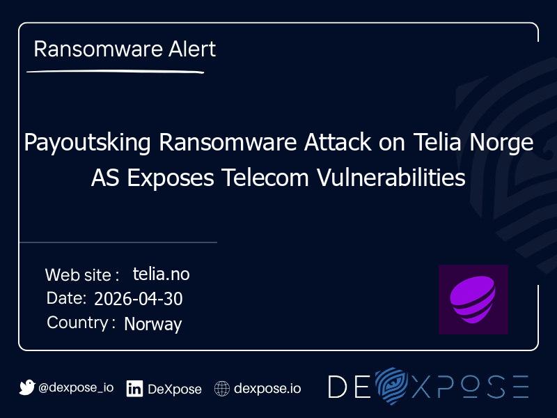 Payoutsking Ransomware Attack on Telia Norge AS Exposes Telecom Vulnerabilities