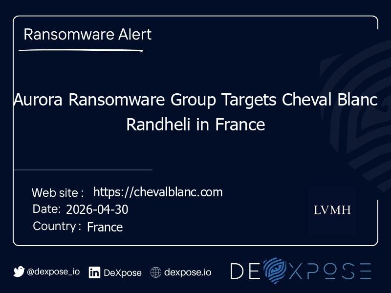 Aurora Ransomware Group Targets Cheval Blanc Randheli in France