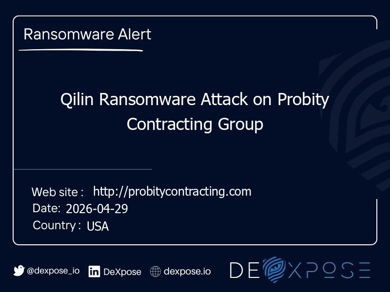 Qilin Ransomware Attack on Probity Contracting Group