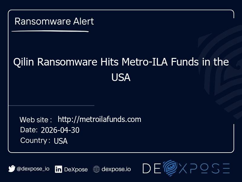 Qilin Ransomware Hits Metro-ILA Funds in the USA