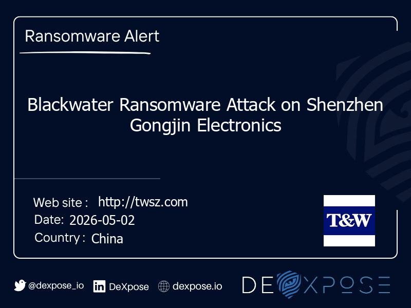 Blackwater Ransomware Attack on Shenzhen Gongjin Electronics