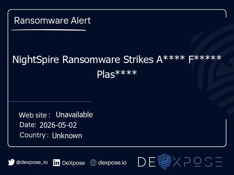 NightSpire Ransomware Strikes A**** F***** Plas****