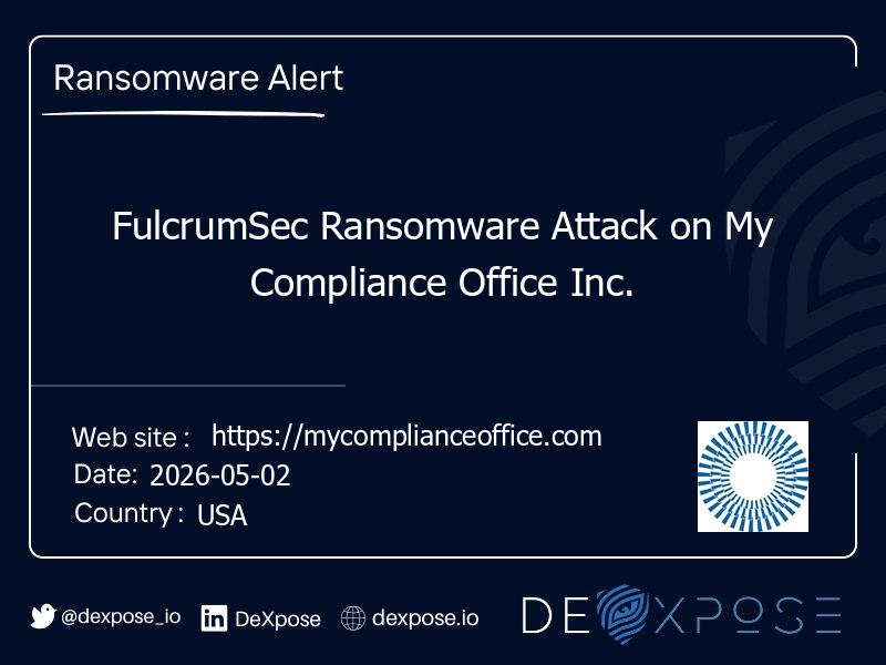 FulcrumSec Ransomware Attack on My Compliance Office Inc.