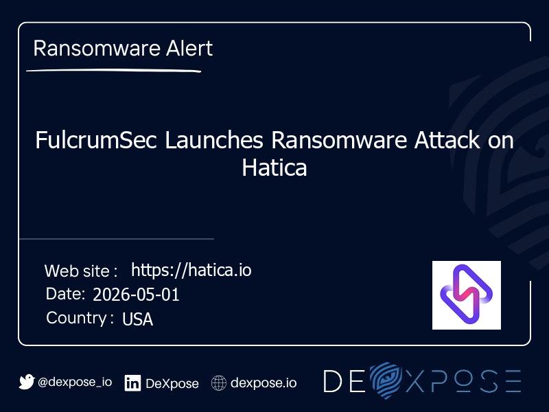 FulcrumSec Launches Ransomware Attack on Hatica