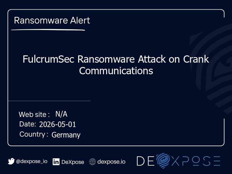 FulcrumSec Ransomware Attack on Crank Communications