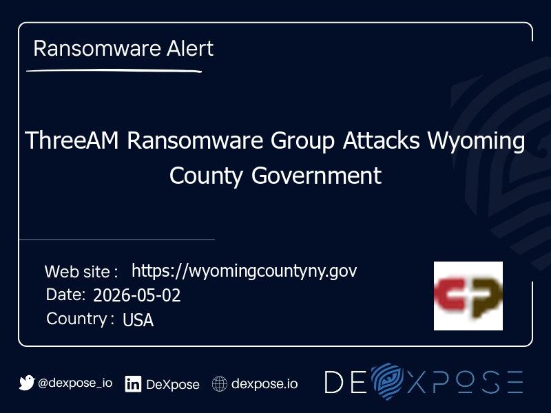 ThreeAM Ransomware Group Attacks Wyoming County Government