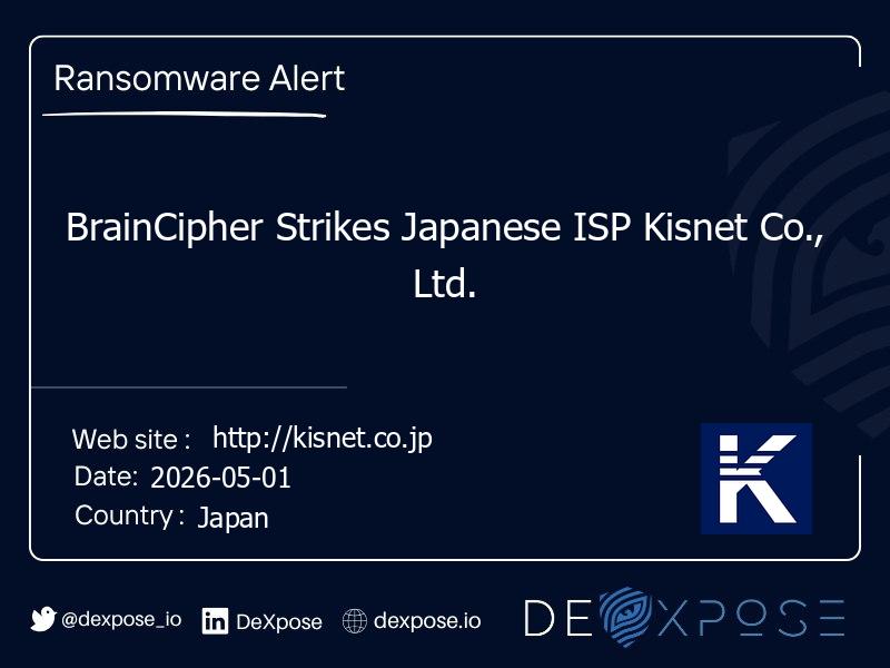 BrainCipher Strikes Japanese ISP Kisnet Co., Ltd.