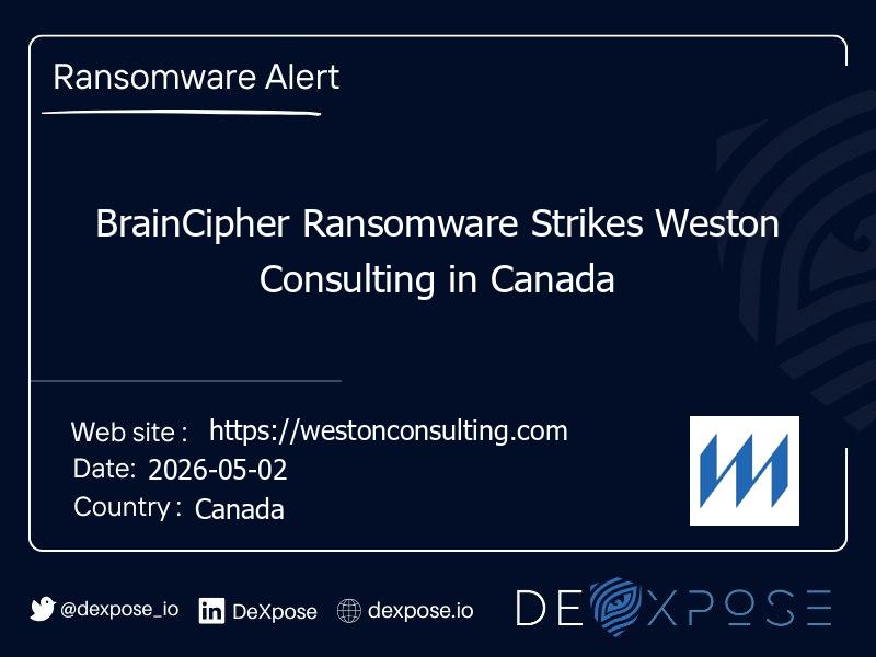 BrainCipher Ransomware Strikes Weston Consulting in Canada