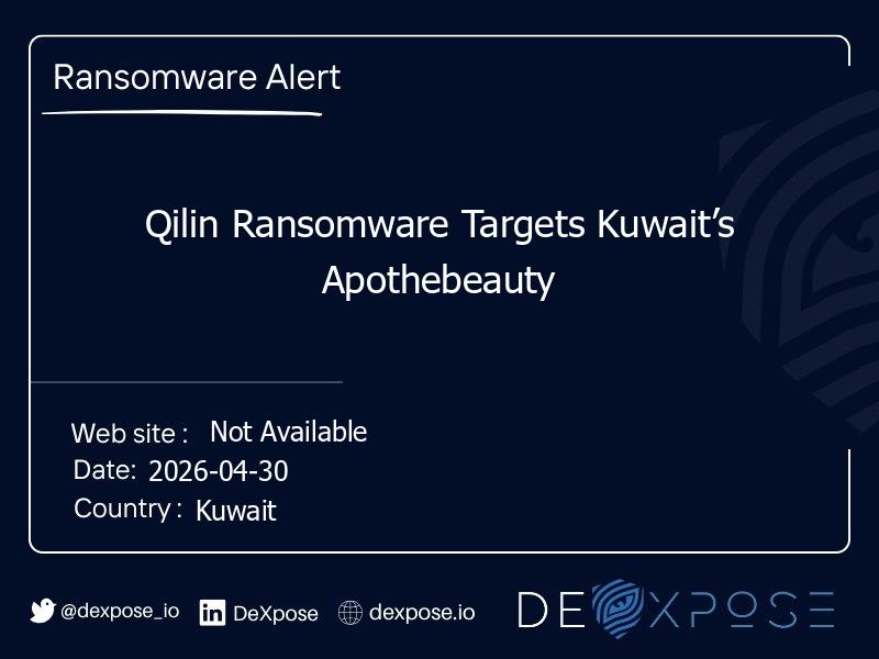 Qilin Ransomware Targets Kuwait’s Apothebeauty