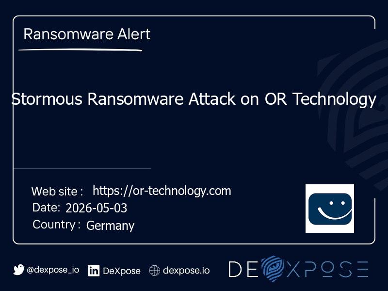 Stormous Ransomware Attack on OR Technology
