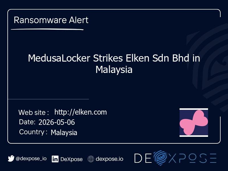 MedusaLocker Strikes Elken Sdn Bhd in Malaysia