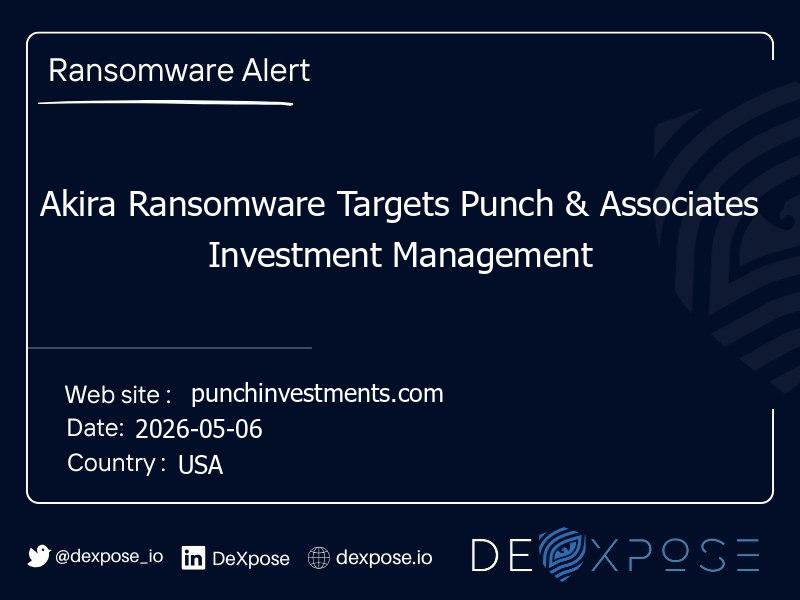 Akira Ransomware Targets Punch & Associates Investment Management