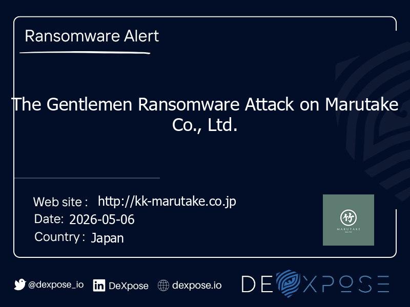 The Gentlemen Ransomware Attack on Marutake Co., Ltd.