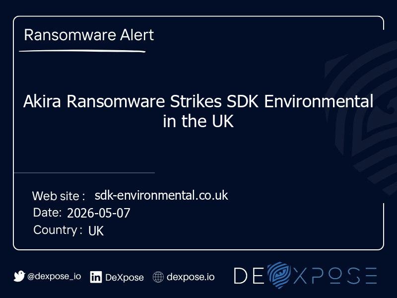 Akira Ransomware Strikes SDK Environmental in the UK