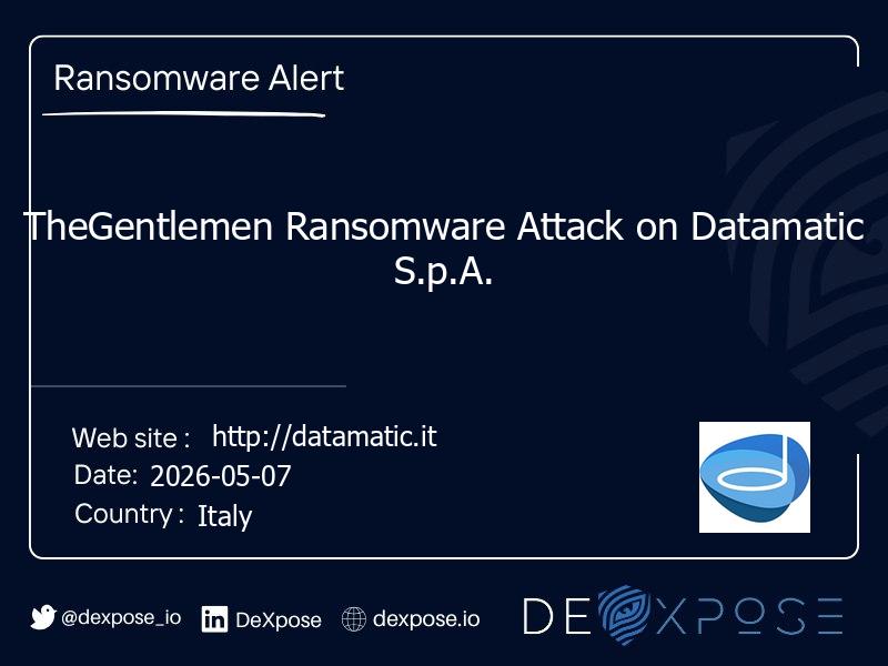 TheGentlemen Ransomware Attack on Datamatic S.p.A.