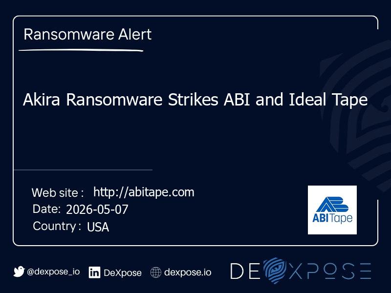 Akira Ransomware Strikes ABI and Ideal Tape