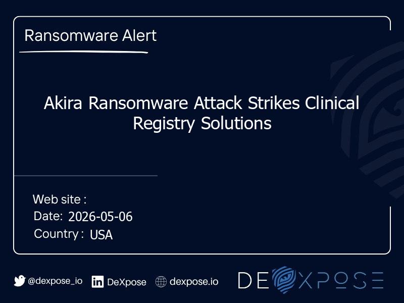 Akira Ransomware Attack Strikes Clinical Registry Solutions