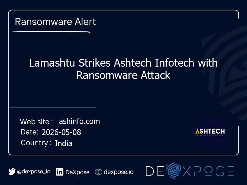 Lamashtu Strikes Ashtech Infotech with Ransomware Attack