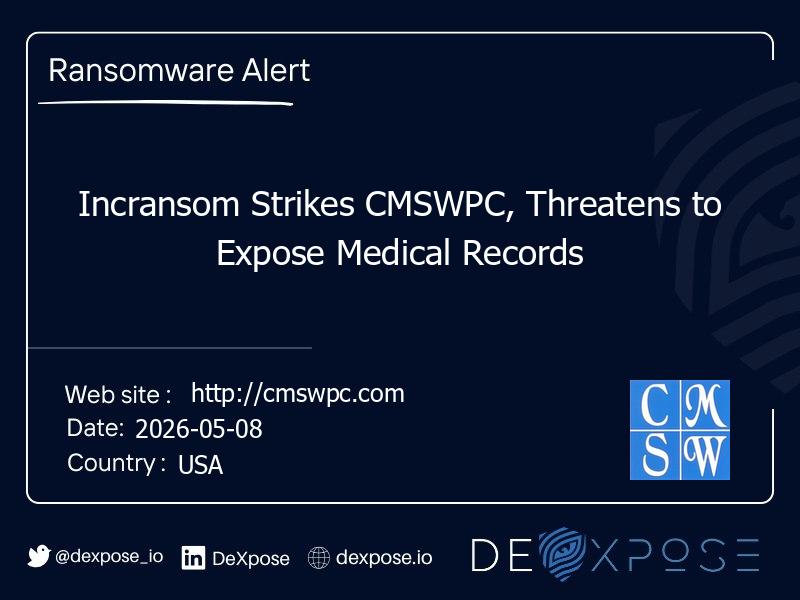Incransom Strikes CMSWPC, Threatens to Expose Medical Records