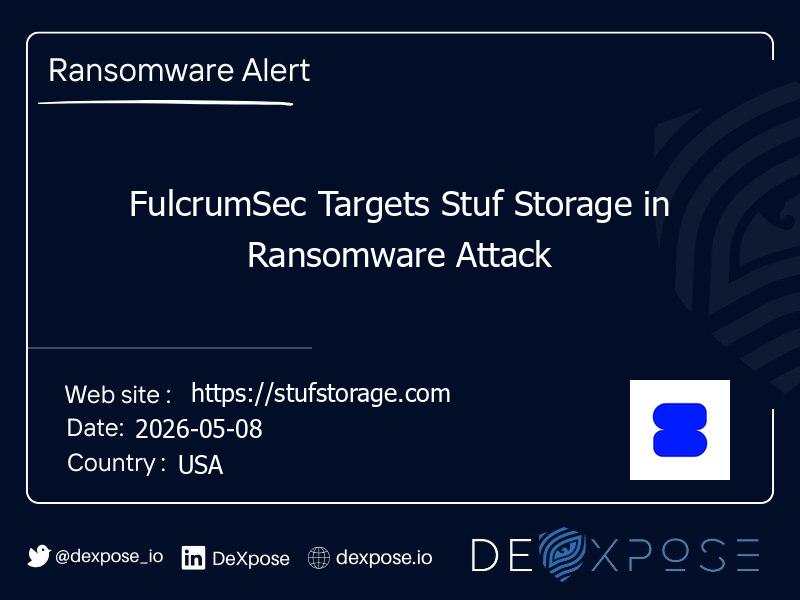 FulcrumSec Targets Stuf Storage in Ransomware Attack