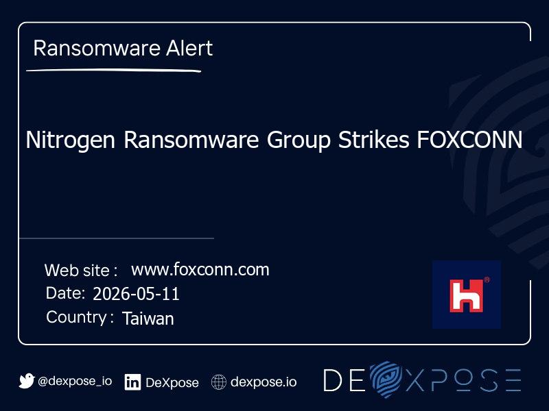 Nitrogen Ransomware Group Strikes FOXCONN