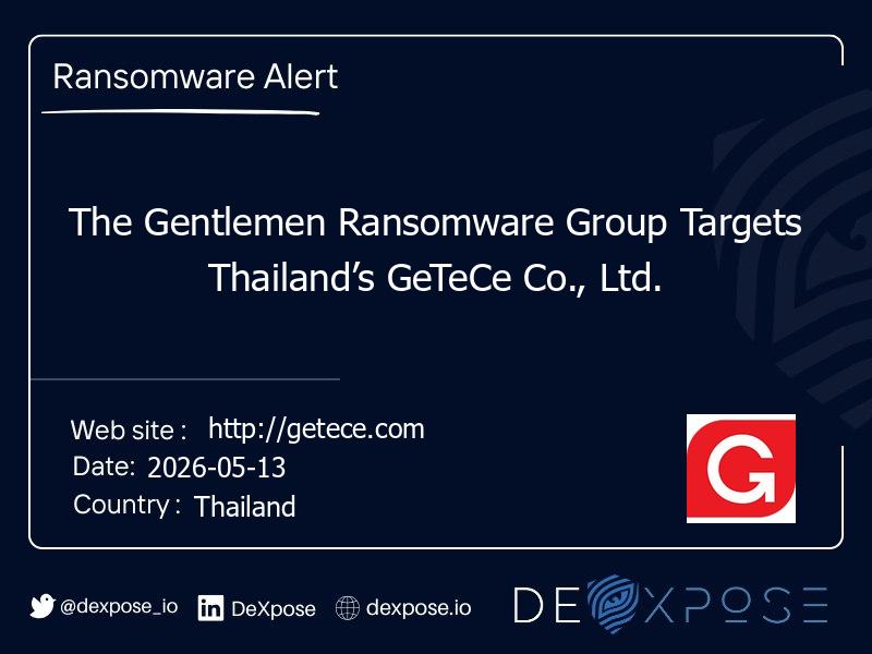 The Gentlemen Ransomware Group Targets Thailand’s GeTeCe Co., Ltd.