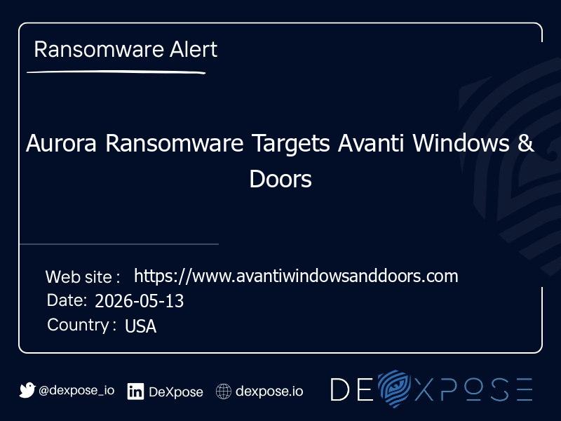 Aurora Ransomware Targets Avanti Windows & Doors