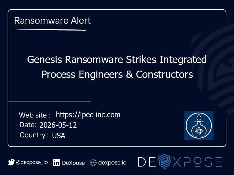Genesis Ransomware Strikes Integrated Process Engineers & Constructors