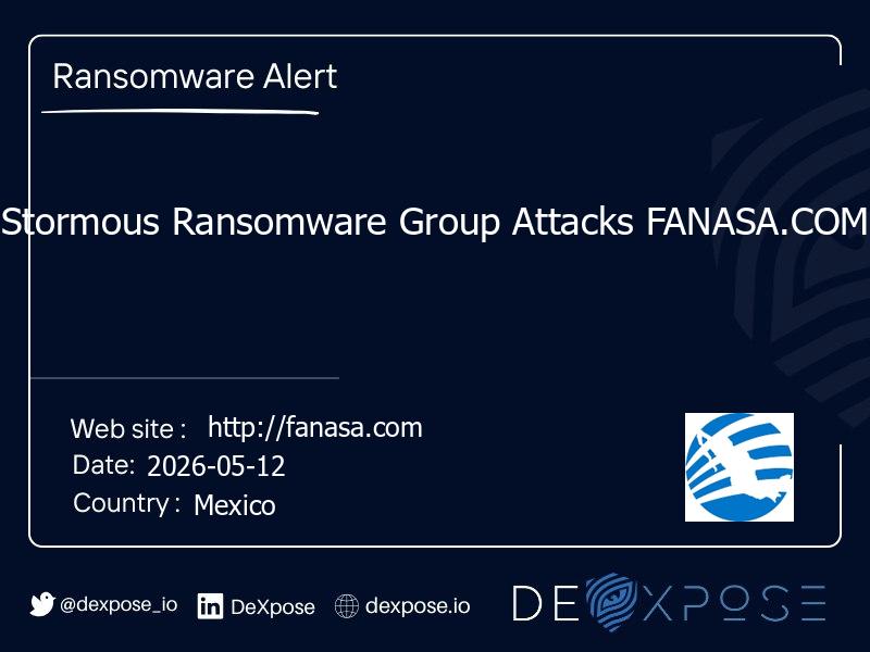 Stormous Ransomware Group Attacks FANASA.COM