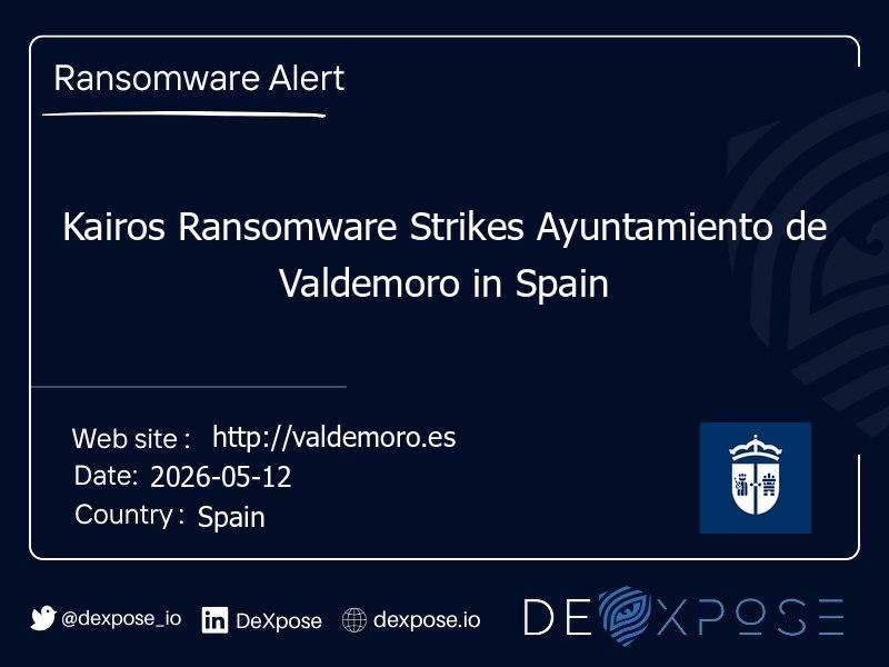 Kairos Ransomware Strikes Ayuntamiento de Valdemoro in Spain