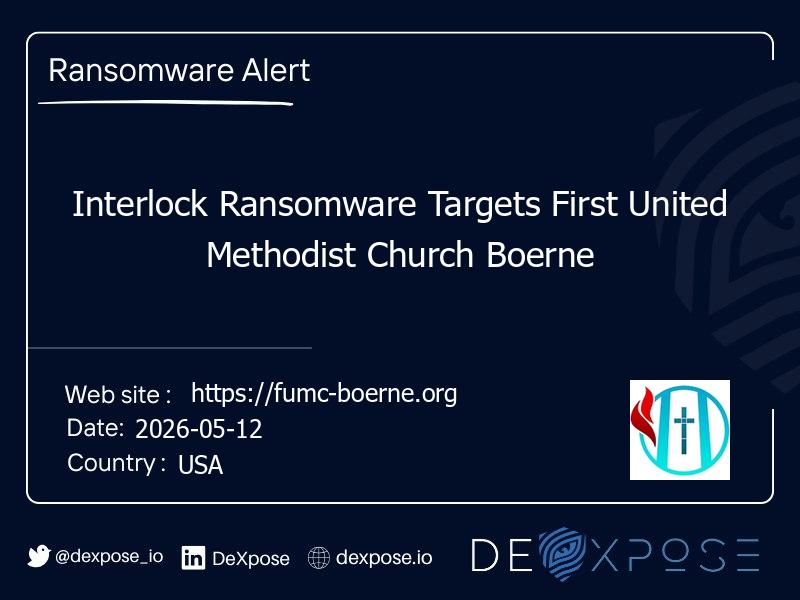 Interlock Ransomware Targets First United Methodist Church Boerne