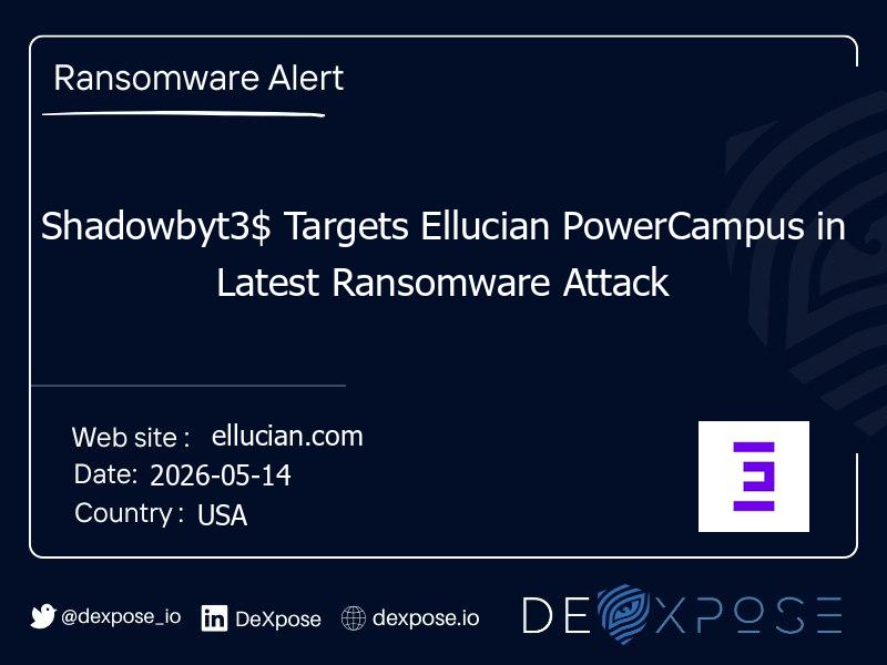 Shadowbyt3$ Targets Ellucian PowerCampus in Latest Ransomware Attack