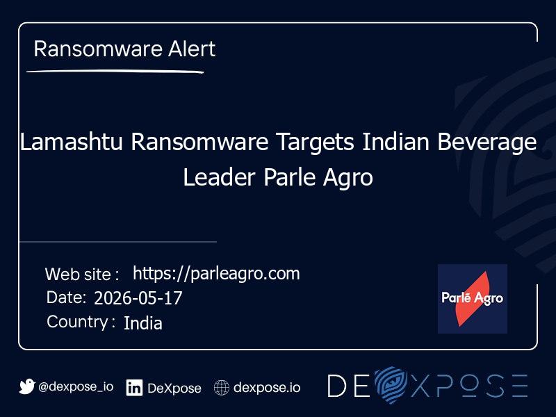 Lamashtu Ransomware Targets Indian Beverage Leader Parle Agro