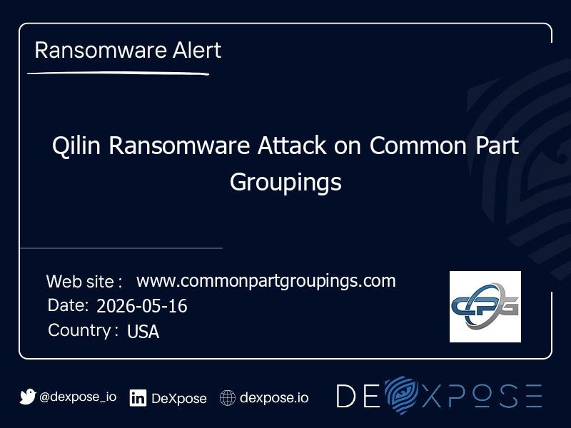 Qilin Ransomware Attack on Common Part Groupings