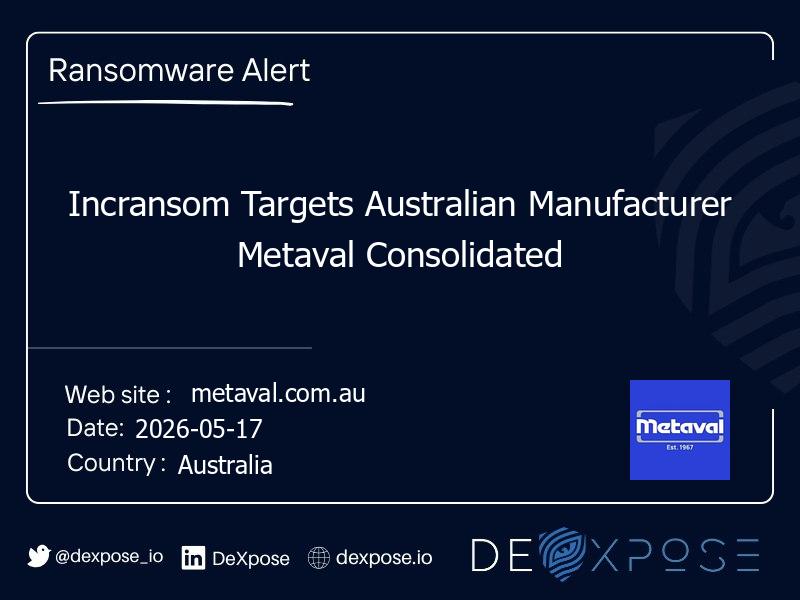 Incransom Targets Australian Manufacturer Metaval Consolidated