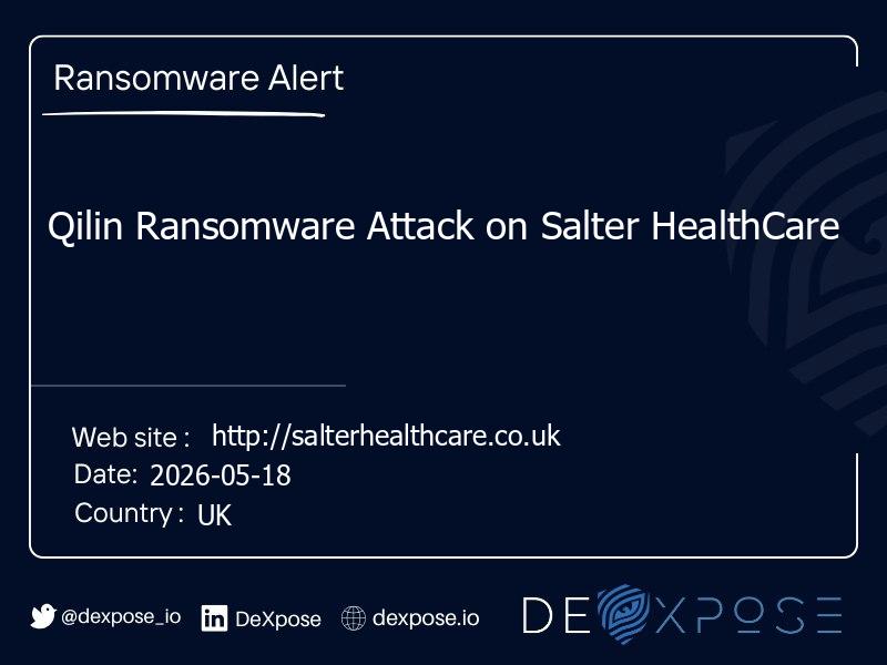Qilin Ransomware Attack on Salter HealthCare